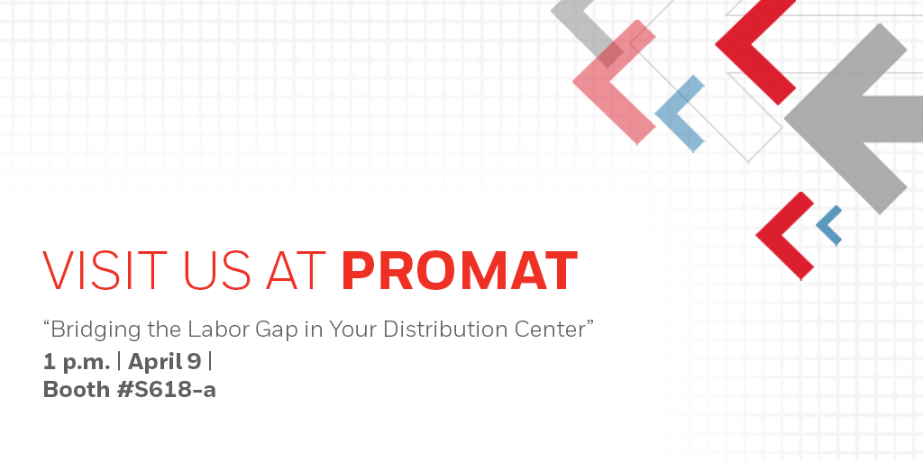 Intelligrated's tweet photo. Interested in using the latest robotics technology to bridge the labor gap in your DC? You don’t want to miss our “Bridging the Labor Gap in Your Distribution Center” presentation in booth #S618-a at #ProMatShow. Get here before 1 p.m.! https://t.co/H8EXXAQdpF