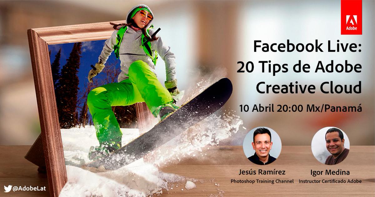 AdobeLat's tweet photo. Aprende tips para usar de forma más productiva tus programas de Creative Cloud con @JRfromPTC e @igormedina desde Panamá.

Recibe el recordatorio: https://t.co/rgz9VgpV8v https://t.co/sluA4E6Rvn