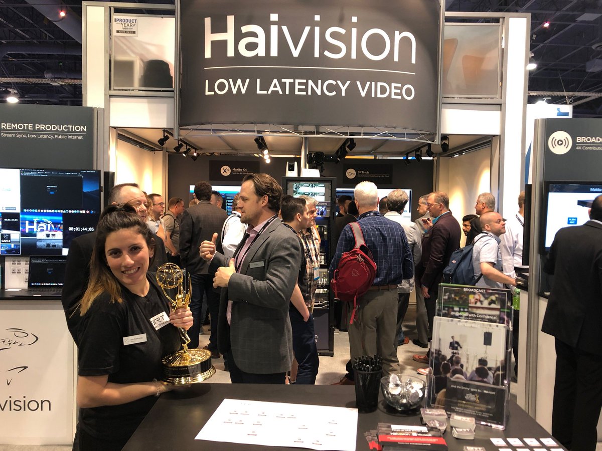 Haivision's tweet photo. Want to win a #4K camera? Or grab a pic with an #Emmy? Come by booth SU6714 at @NABShow for a chance to enter our #SRTOpenSource #contest
#NABShow #NAB2019 https://t.co/jNlOPRjMxz