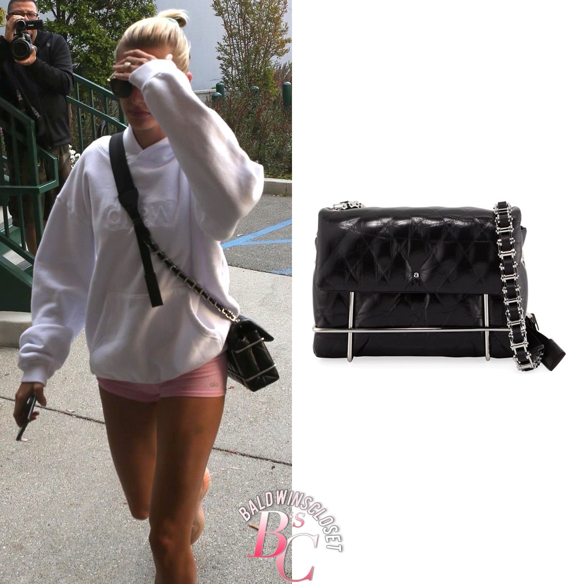 Hailey Bieber's Closet on X: February 26, 2021 - #HaileyBieber showed off  her gorgeous #Versace La Medusa Small Bag in Black for $1,695.00. She is  such a supportive wifey. She put a #