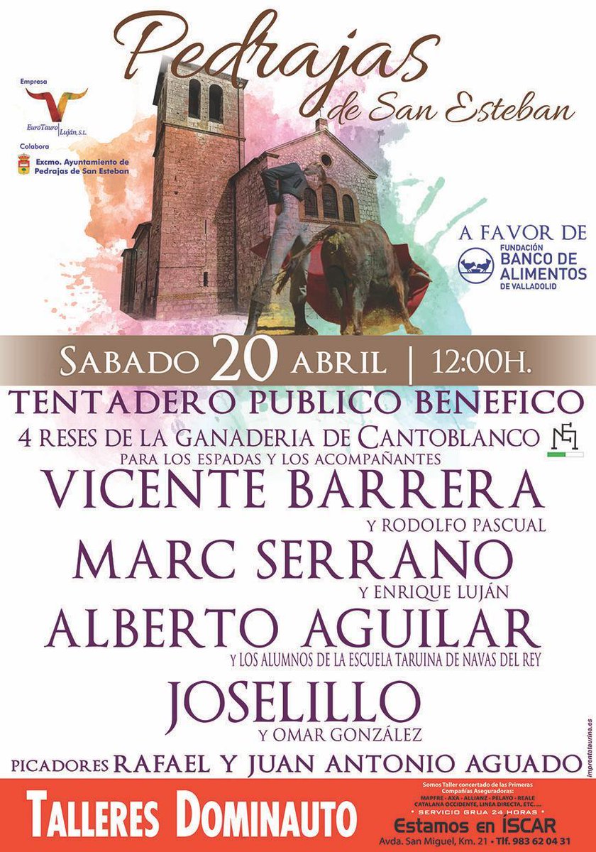 afctpedrajas's tweet photo. TENTADERO PÚBLICO BENÉFICO
📆 Sábado 20 de abril
 ⏰12:00 H
🏟 Plaza de toros de Pedrajas de San Esteban
 🤲🏻 Banco de Alimentos Valladolid
Organiza: Eurotauro Luján S.L.
#pedrajastaurina https://t.co/0DYKup7eeA
