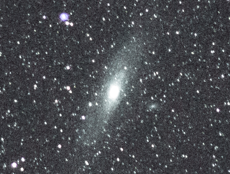 ExpeFrelsi's tweet photo. @AstronoGeek en réponse au dernier format court : Photo sans prétention d'andromède prise avec un réflex correct (Pentax K3II) et un objectif de base (50mm 1.8) on peut y voir la galaxie d'andromède et son satellite. (8s, ISO 3200, F/1/8) ;-) https://t.co/Q720sbIZba