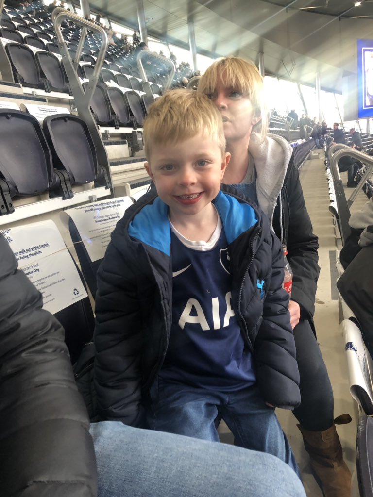 Happy 6th birthday to Bailey. His first trip to the New Lane #TottenhamHotspurStadium