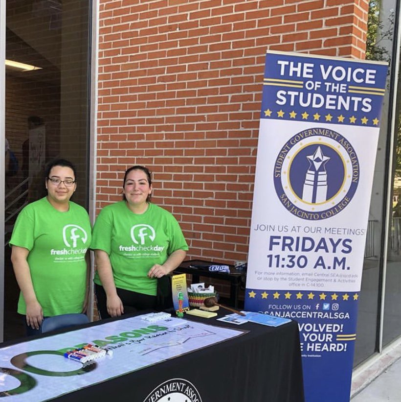 Stop by our booth at Fresh Check Day, we’ll be outside the Student Center (C14) till 2pm today! #FreshCheckDay #SGA #SanJac #SJCSpring19 #StudentGovernment