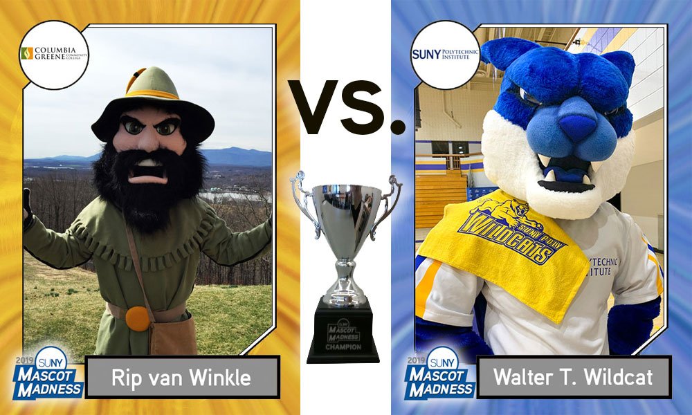 SUNY - The State University of New York (@suny) on Twitter photo They've made it this far, but both could still use your bonus votes in the 2019 #SUNY #MascotMadness championship to help decide a winner. Make your pick below:
Like = Rip Van Winkle (<a href="/SUNY_cgcc/">Columbia-Greene Community College</a>)
RT = Walter T. Wildcat (<a href="/SUNYPolyInst/">SUNY Polytechnic Institute</a>) They've made it this far, but both could still use your bonus votes in the 2019 #SUNY #MascotMadness championship to help decide a winner. Make your pick below:
Like = Rip Van Winkle (<a href="/SUNY_cgcc/">Columbia-Greene Community College</a>)
RT = Walter T. Wildcat (<a href="/SUNYPolyInst/">SUNY Polytechnic Institute</a>)