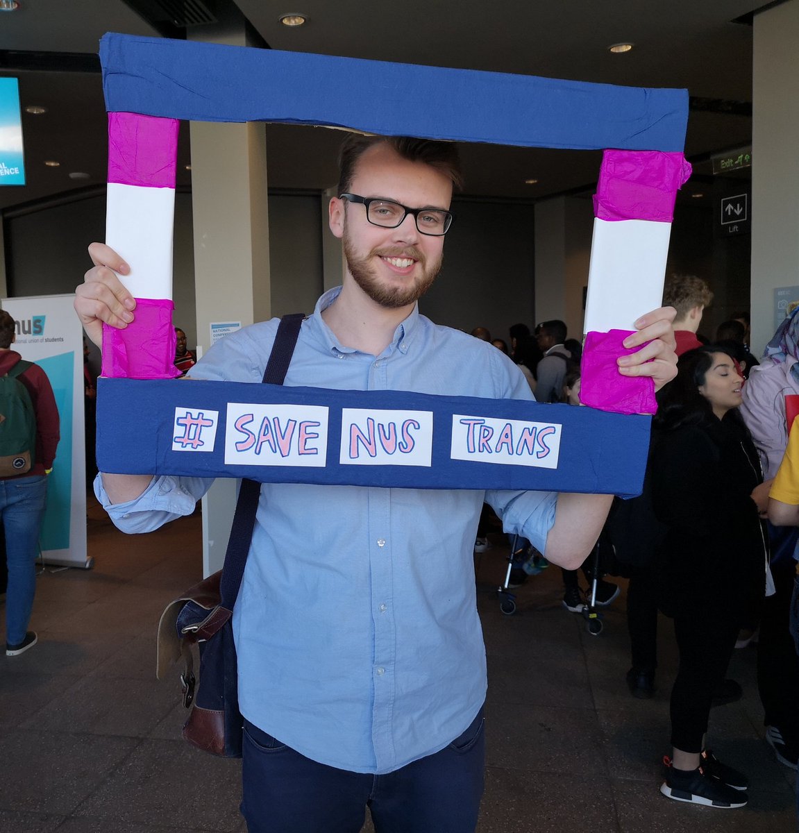 Hol_KeeleSU's tweet photo. Really proud to support the #saveNUStrans campaign at #NUSConference
#NUSNC19 https://t.co/kbzYE3Wzw0