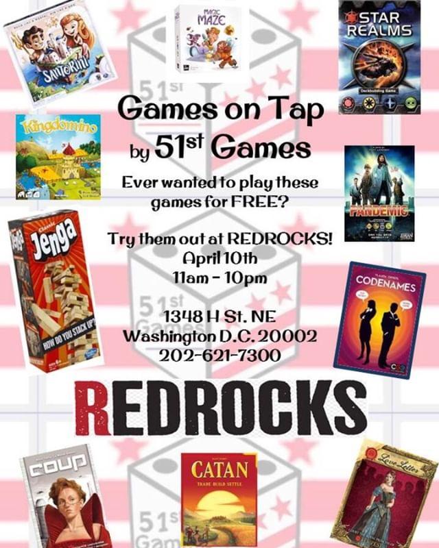 Come out this Wednesday and enjoy multiple great games @redrockshst! #boardgames #redrockshstreet #boardgame #events #boardgamenight #dcevents #restaurant #gamenight #dcstatehood bit.ly/2KnOr6d