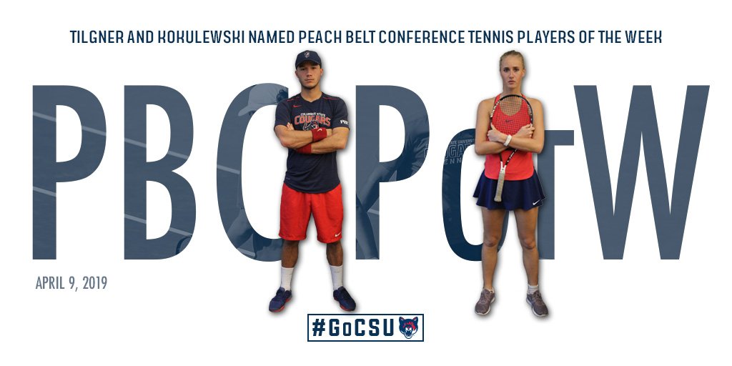 CSUCougars's tweet photo. 🏅🎾 | It's another @CougarsTennis sweep for the @PeachBelt players of the week! Congrats @kokulewski and Marleen Tilgner! #GoCSU 🐾 https://t.co/qa50g8mJxf