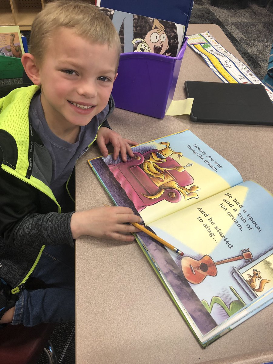 lsmith0917's tweet photo. Hey @WesDicken- this first grade reader shared with me today that he was reading one of your favorites! 😊#GroovyJoe https://t.co/hOeSSl4Eyf