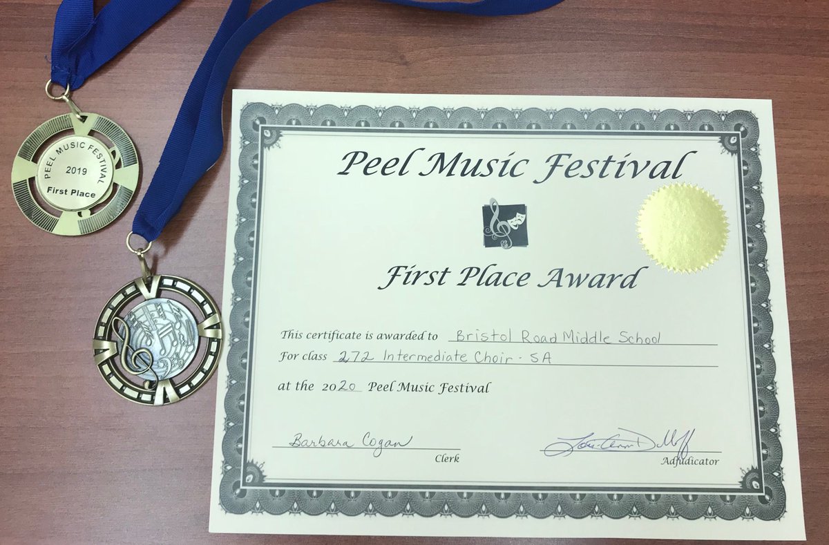 Another 1st place win for ⁦@bristolrms⁩ at the Peel Music Festival #pdsbMusic