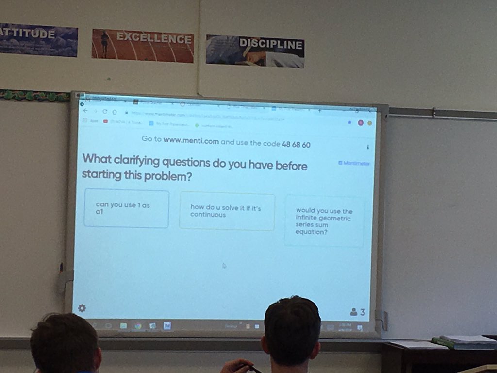 LSchemelWWS's tweet photo. Using Mentimeter for clarifying questions, collaborative conversations, and deeper understanding of the problems and processes before solving problems in Mr. Lonsinger’s class! @WWSWHS @wwsweb https://t.co/qyTbbkZCo1