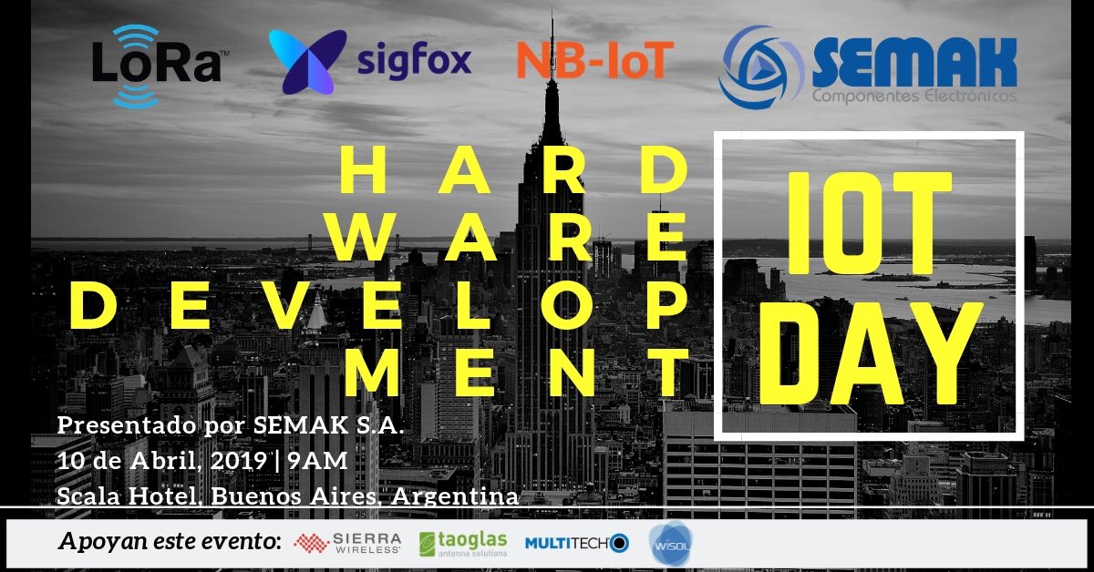 semak_sa's tweet photo. Mañana seguimos con el #IoTDay !
Ya estamos preparados para otra jornada, esta vez, enfocada en desarrollo de Hardware 🕹
@SierraWireless @MultiTechSys @Taoglas #Wisol @sigfox 💪🏼 https://t.co/gWXQnzoJnc