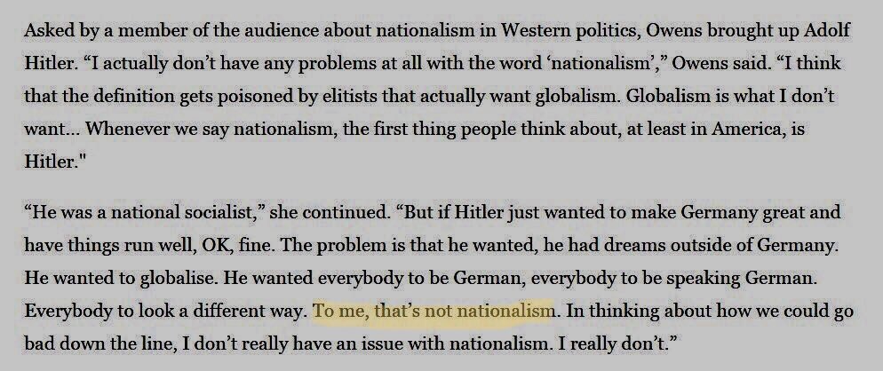 ForckLindsey's tweet photo. @tedlieu @RubinReport @RealCandaceO I believe she was trying articulate that people think hitler was a nationalist, however, she doesn’t believe he was, by her definition, a nationalist, but rather a globalist. https://t.co/M1K2xGw9Jo