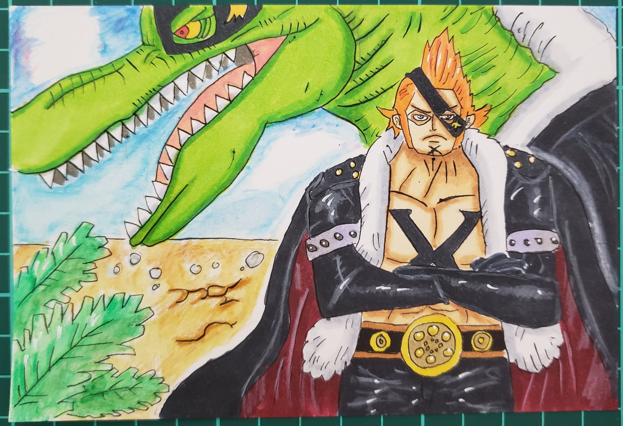 つっきー X ドレークイラスト描きました 息子が恐竜大好きなので描きたかったキャラ イラスト好きな人と繋がりたい イラスト 絵描きさんとつながりたい 模写 恐竜 アロサウルス ワンピース好きと繋がりたい ワンピース Onepiece コピック 水