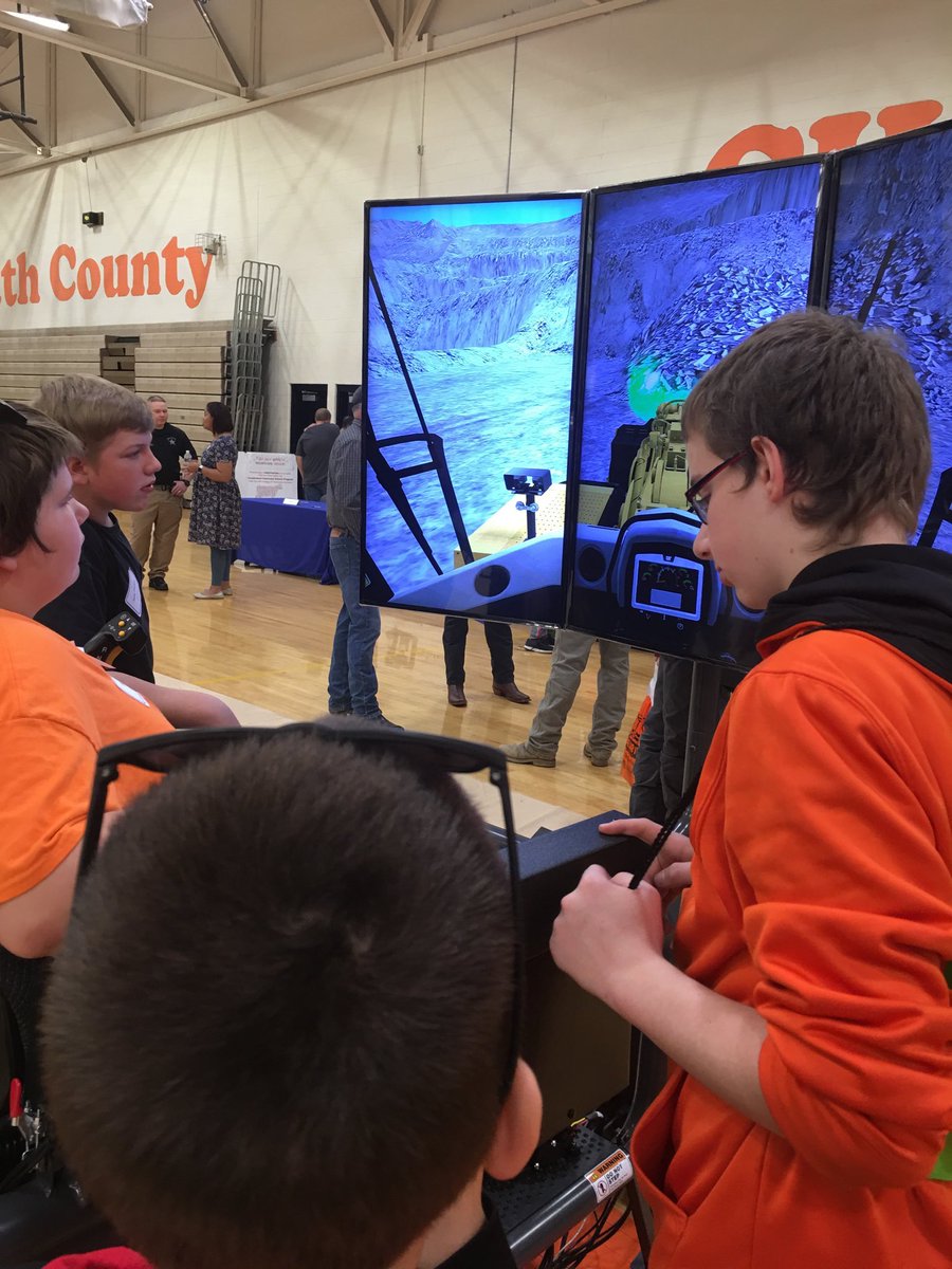 Students enjoying the “Loader Simulator” on the amazing Career Fair Day !!#vesbathschoolsrock