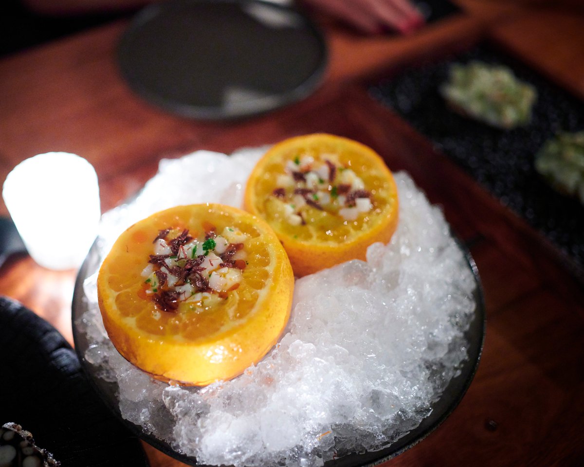 Arca, Tulum, Mexico - Scallop and grasshoppers, served in local citrus.