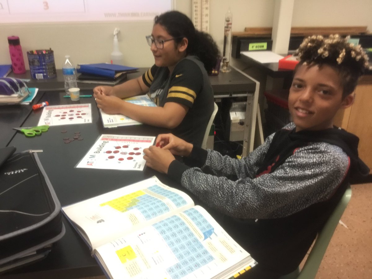 Pearsonangus2's tweet photo. Hands on atomic structure; we’re using bingo markers to represent electrons. https://t.co/JCcVE98zzV