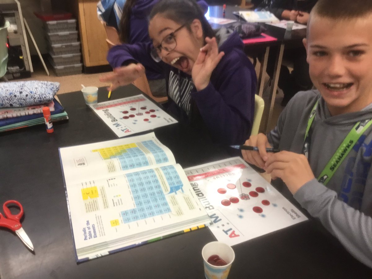 Pearsonangus2's tweet photo. Hands on atomic structure; we’re using bingo markers to represent electrons. https://t.co/JCcVE98zzV