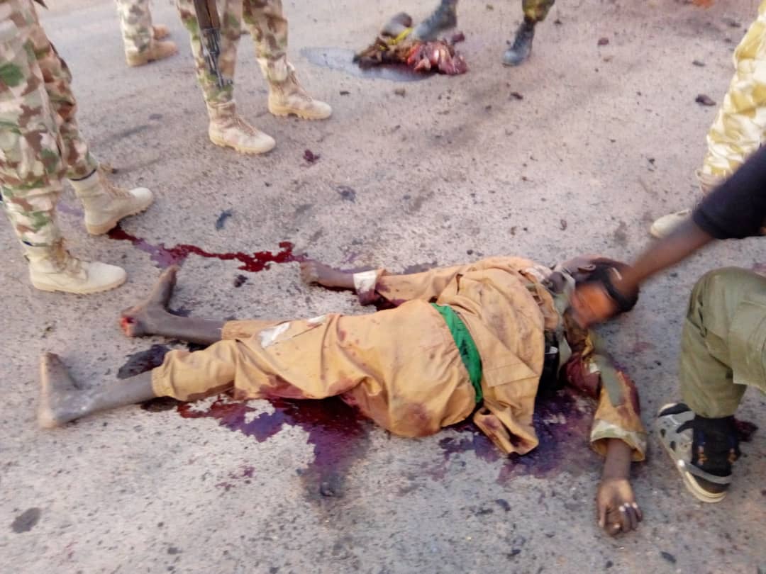 Breaking - Pictures: Troops on alert repel attempted Boko Haram Damaturu invasion, gun down terrorists 3 D3vEEXMXoAMhtAf