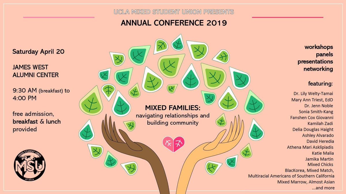 iamalmostasian's tweet photo. We are honored to be presenting w/ Almost Asian creator @kathrynmalia, a guest panelist at @UCLA’s annual Mixed Student Union conference on 4/20 at 1pm. See you there ! 💕💐 #AlmostAsian https://t.co/M9LoLqu2Jb