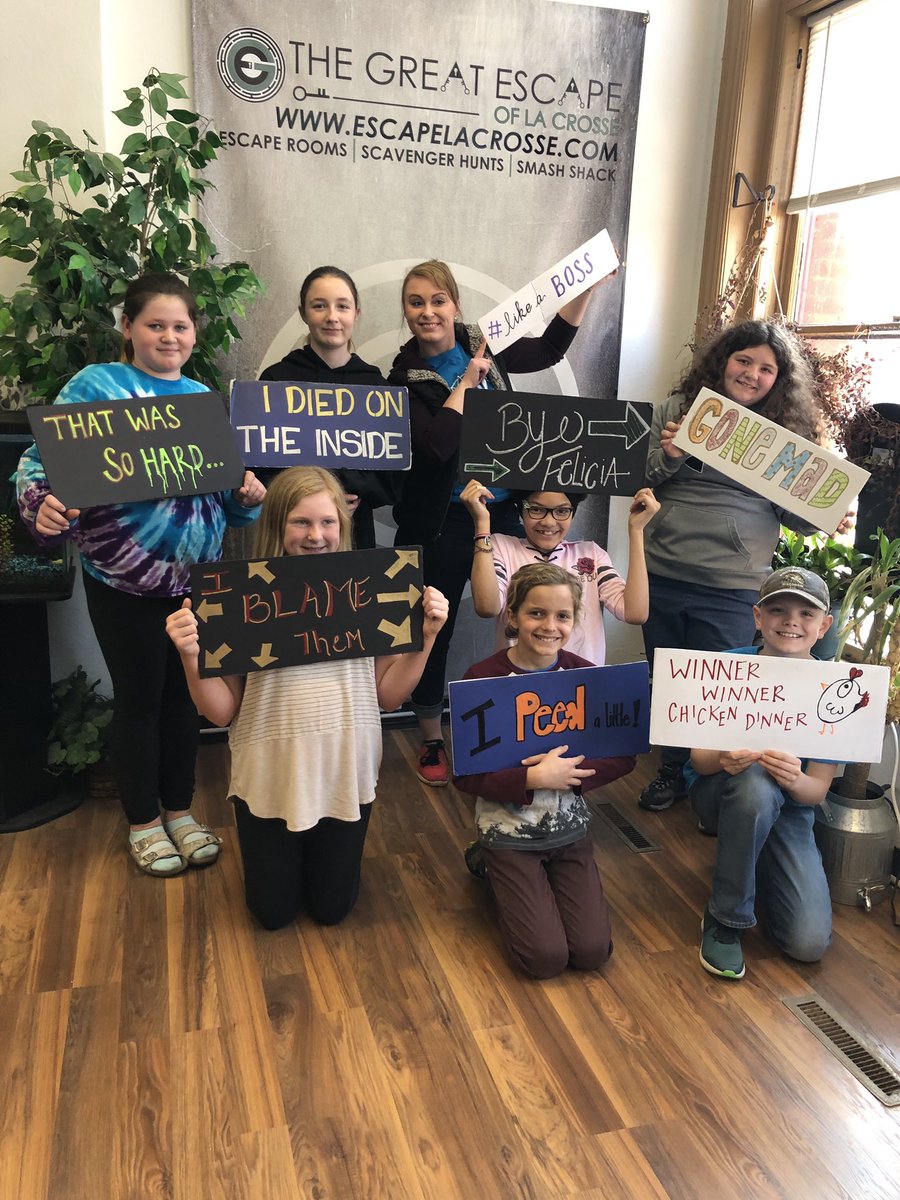 lacrossepoly's tweet photo. On Friday afternoon we went to The Great Escape La Crosse and we did 3 escape rooms. That was really fun. We went to these funded with LDInk money. Then we went to The Pearl. #LDI #sdlax https://t.co/Ev1JbMWku1