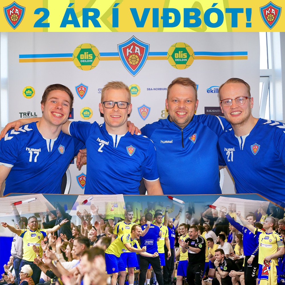 KAakureyri's tweet photo. 🤾‍♂️✍🏻 KA framlengdi í kvöld samninga sína við Daða Jóns, Andra Snæ og Jón Heiðar til tveggja ára 🤝 Stórt skref í undirbúningi næsta tímabils þar sem við leikum áfram í #olisdeildin 👏🏻 #LifiFyrirKA https://t.co/QDduJrbeDg