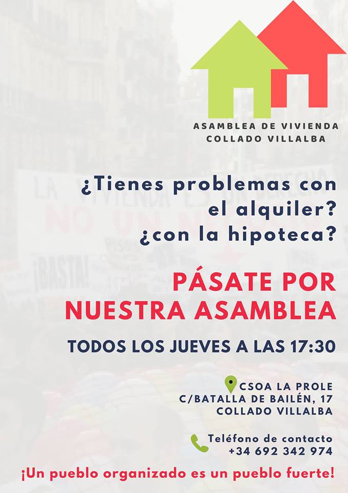 cslaprole's tweet image. Este jueves nos volvemos a reunir para organizarnos contra los desahucios, los alquileres abusivos, la especulación...

pásate por nuestra asamblea!!!