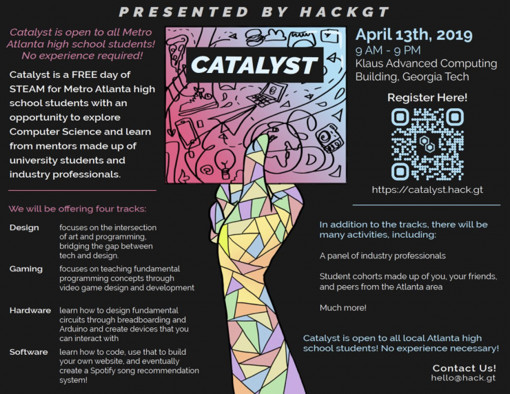 gtcomputing's tweet photo. With more than 400 students expected this weekend, @TheHackGT's 3rd Annual Catalyst is likely one of the largest high school learn-a-thons in the country! #CSforAll #CSeducation #EquityinComputing https://t.co/KTAPnIj3sU https://t.co/8Mm7SLD0mK