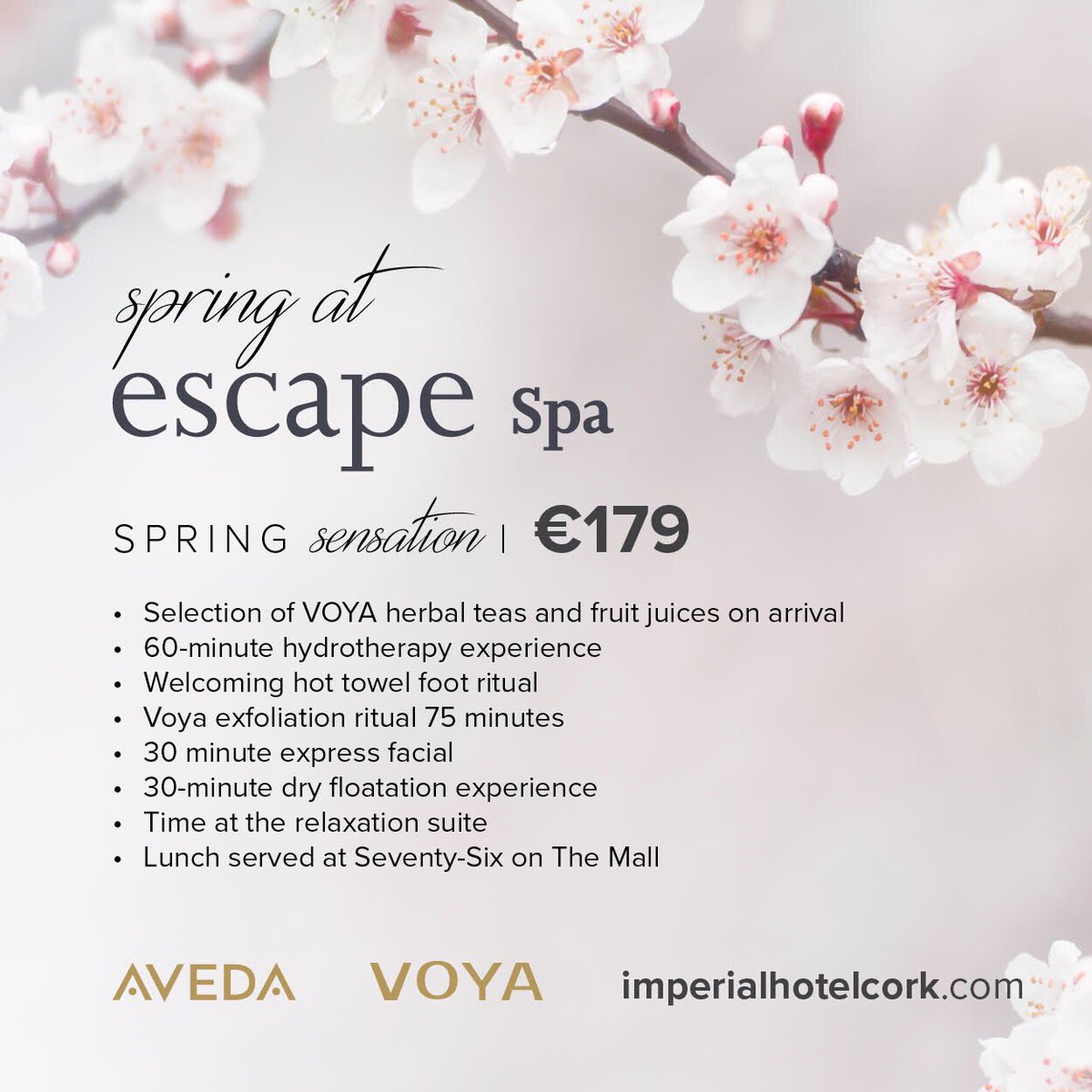 ImperialCork's tweet photo. Springtime is here and it’s time to plan your visit to @EscapeSpaCork! Which package will you choose? 🤔 #spaday https://t.co/sFGNy76y9j