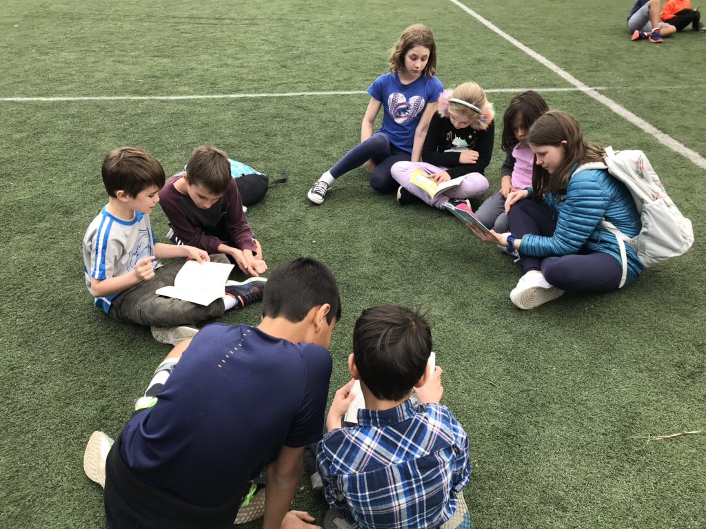 Mslasmith12's tweet photo. Taking advantage of the weather 🌞by having reading buddies outside today @mmhigh1 https://t.co/aSAnZtsVX3