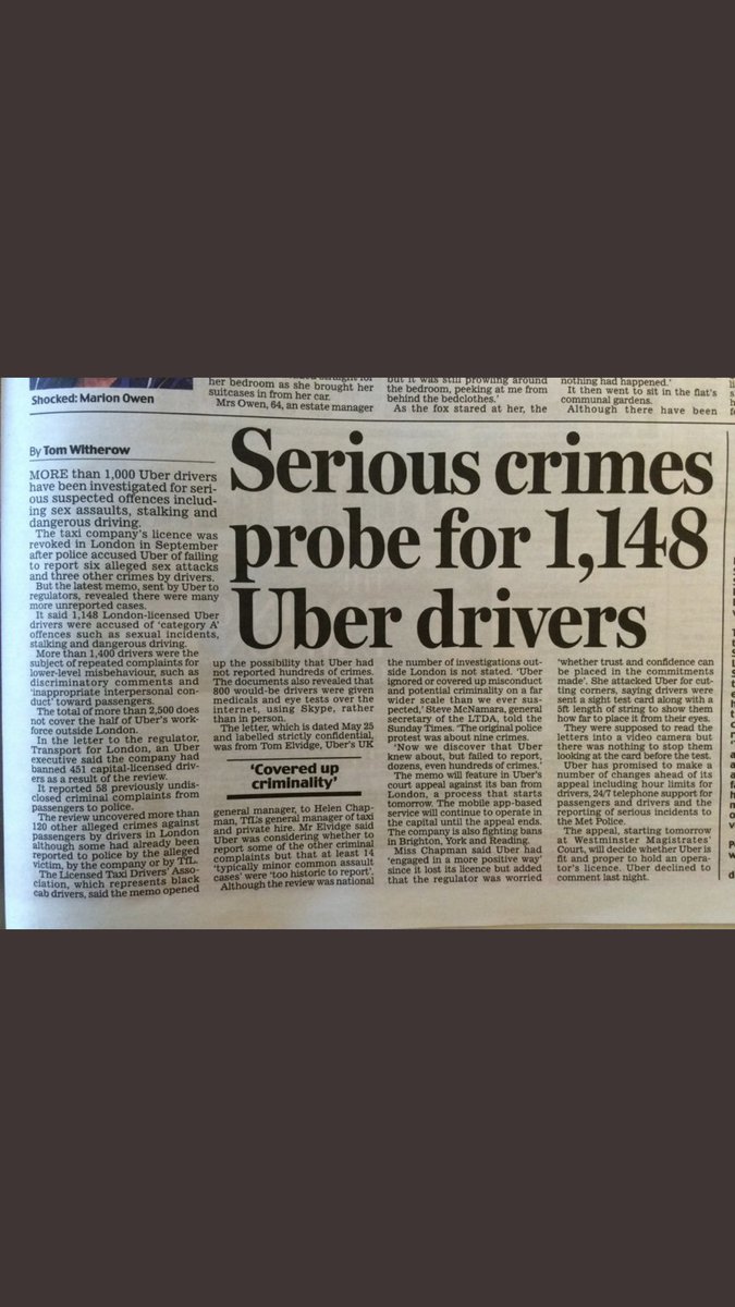 blackcabBot1's tweet photo. Serious crimes probe for 1,148 #uber drivers 
#safteyneverstops 😳👇 https://t.co/YU2ZbUEXnR