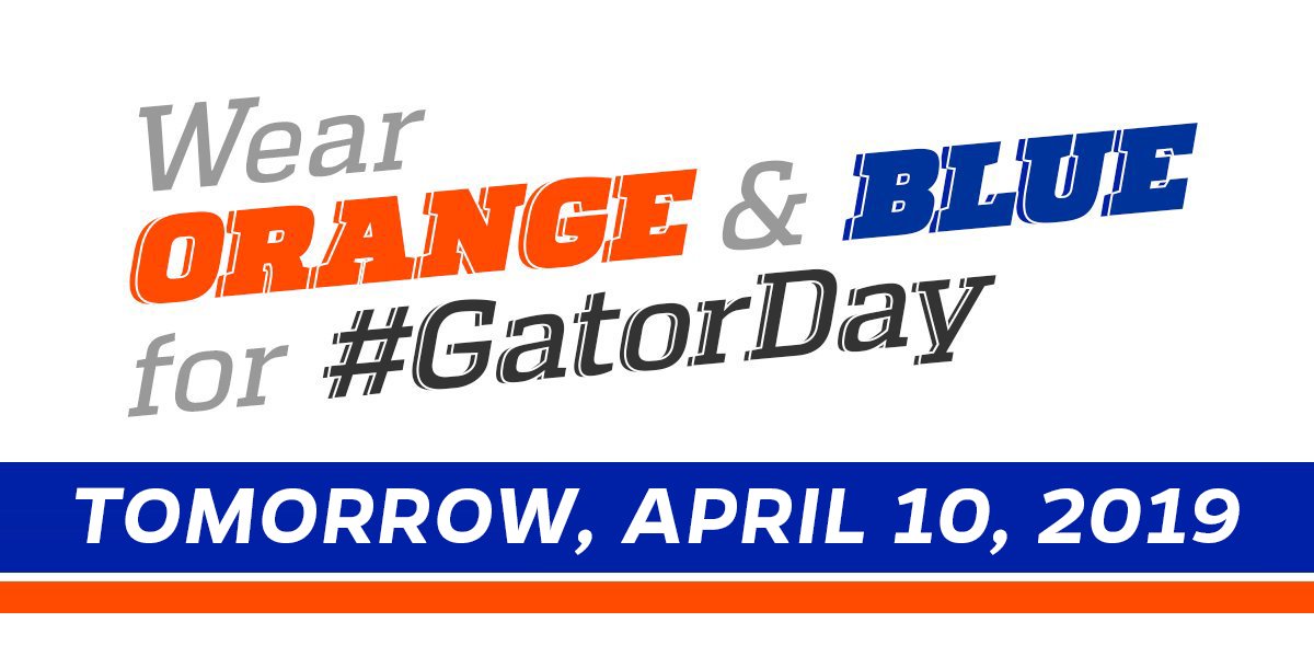 UF's tweet image. Reminder: 
Tomorrow.
Wear 🔶&amp;amp;🔷!
#GatorDay