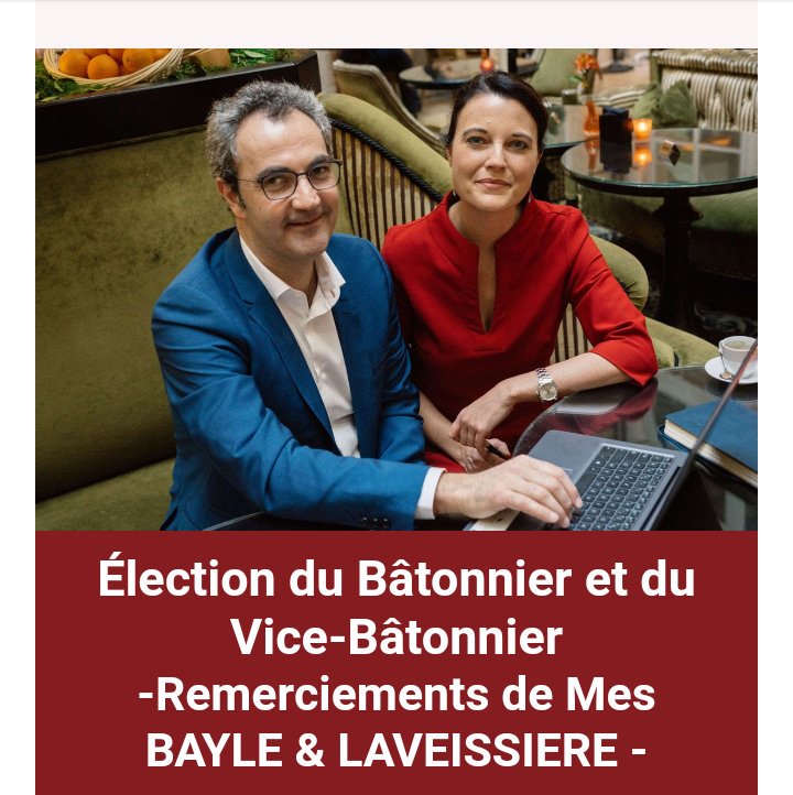 BarreauBx's tweet image. Christophe Bayle a été élu Bâtonnier et Caroline Laveissière Vice Batonnière du Barreau de Bordeaux  pour les années 2020-2022 félicitations !