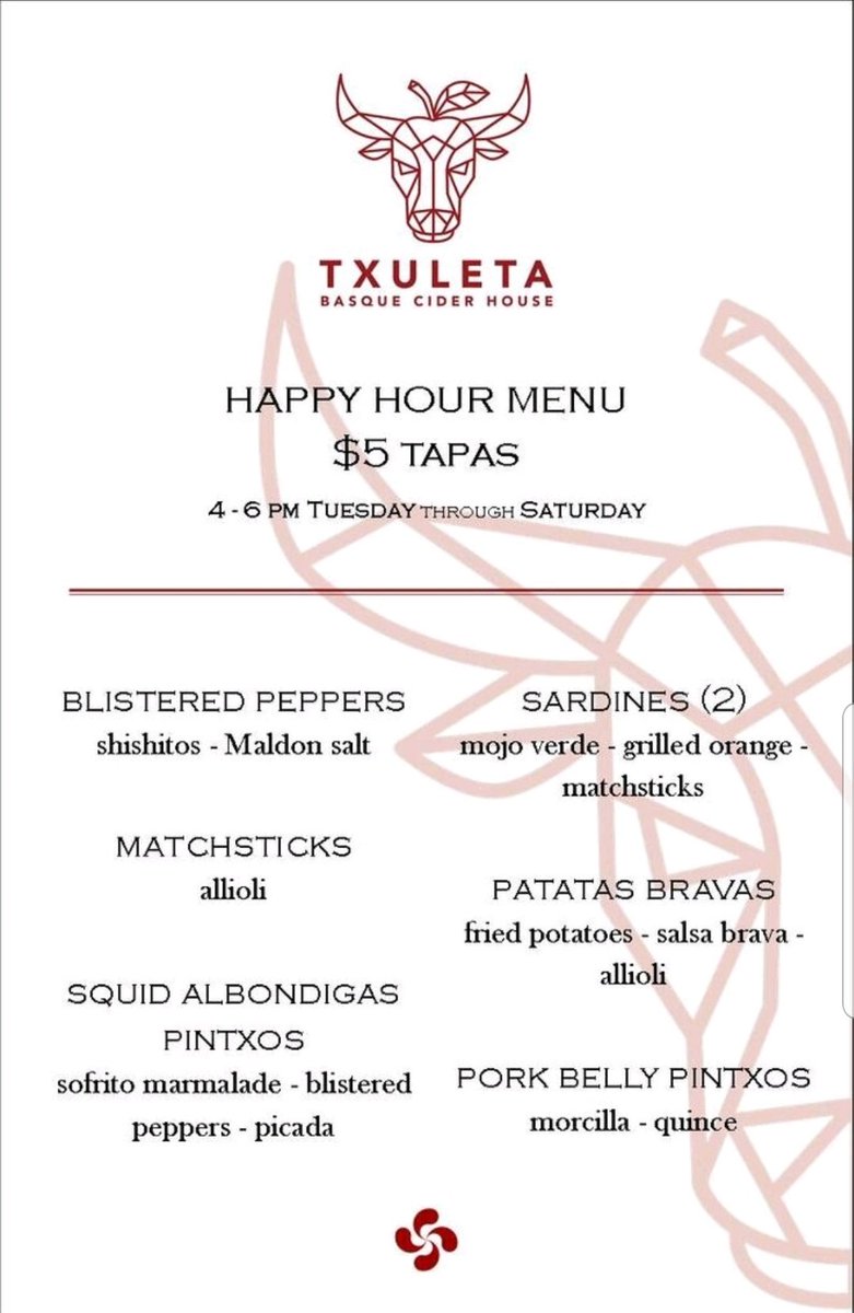 TxuletaIndy's tweet photo. PINTXO-POTE! $5 for a pintxo and a full pour of Sidra Naturala or Sidra Frambuesa, Tuesday - Thursday 🍢🍡🥃
QUESO FRESCO Mission fig, Campari tomato, pickled shallot &amp; pepper jelly
-or-
PORK BELLY Mission fig, Campari tomato, pickled shallot &amp; pepper jelly
PLUS happy hour menu! https://t.co/iq5UpOKCNx