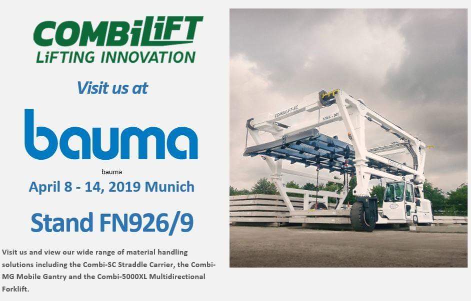 Ustaudal's tweet photo. At #bauma2019 you will find the WOW factor at the #Combilift booth.

We turn #materialhandling into a #SafetyFirst zone, we turn #Space into a #profit zone - making businesses go 4-WARD in all directions.

#LiftingInnovation with #StraddleCarrier and #aislemaster https://t.co/suhpbO05KR