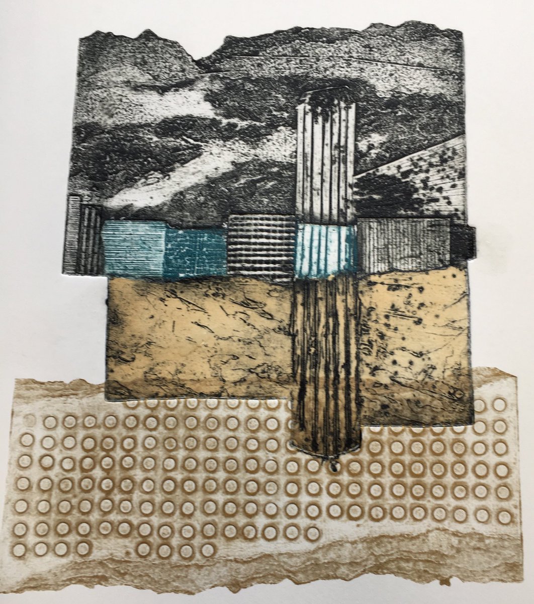 Collagraph plate by Yvonne Walters part of ⁦@RevealPrint⁩ exhibition ⁦⁦@SalfordMuseum⁩ from May 11th 2019 #Originalprints #Salford #etchings#collagraphs#salfordquays#art#Prints