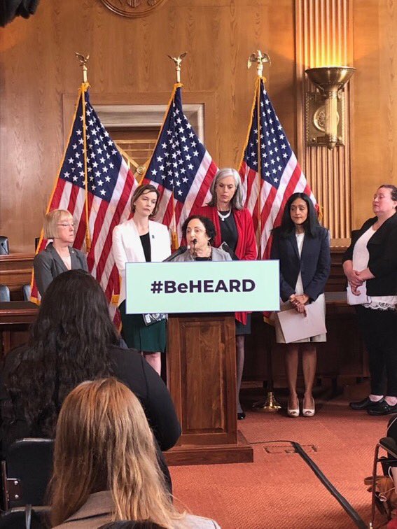 LenoraLapidus's tweet photo. Testifying in support of #BE HEARD in the Workplace legislation today. With ⁦@PattyMurray⁩, other members of Congress, advocates (including @VaniaLeveille) and survivors. ⁦@ACLU⁩ https://t.co/VaKlEv6fz6