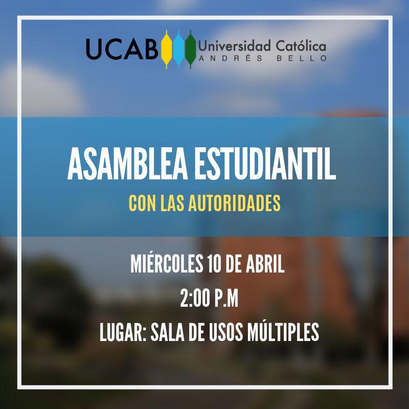 Con el propósito de retomar en detalle lo referido a los ajustes del costo de la Unidad Crédito y la manera en que están siendo atendidas las demandas de los estudiantes sobre el particular, toda la comunidad estudiantil está invitada a esta Asamblea.