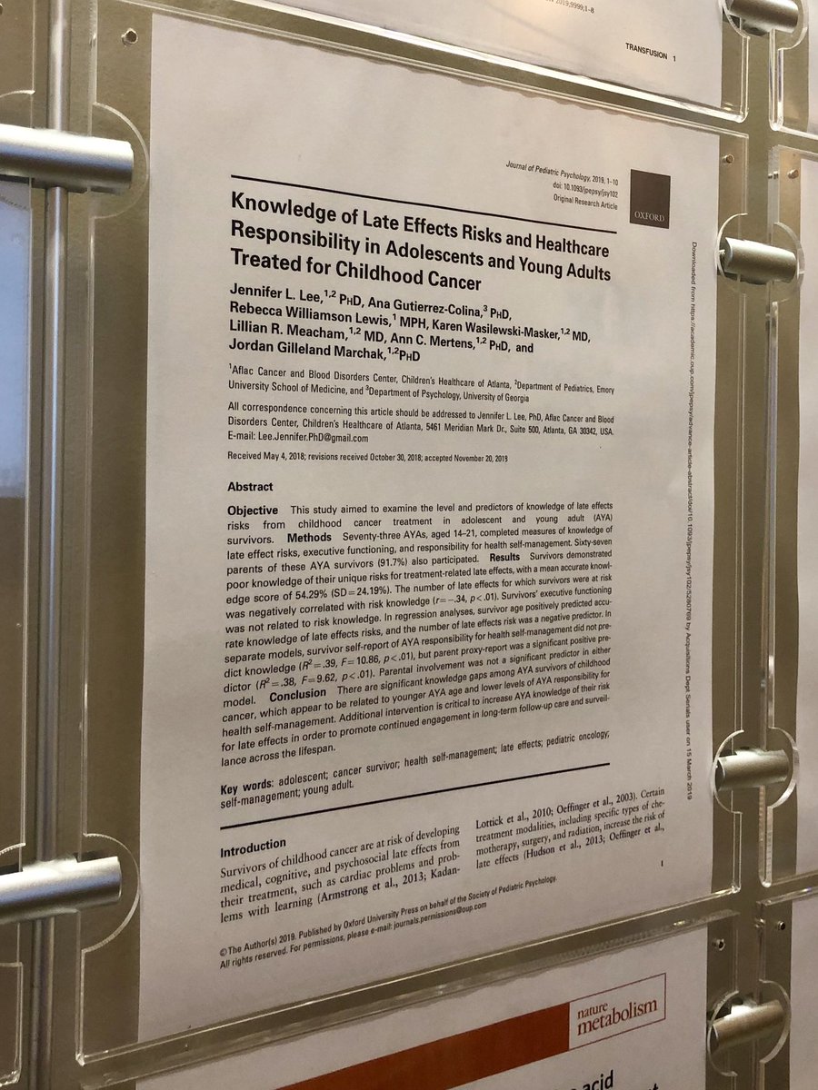 .@JenniferLeePhD’s newest pub from @JPedPsych spotlighted for all #AflacCancerCenter to see! 

#LateEffects #ChildhoodCancer
#healthliteracy doi.org/10.1093/jpepsy…