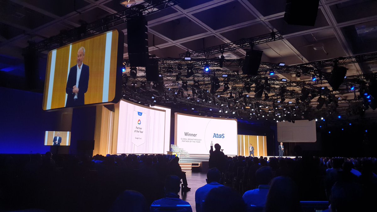Atos just being awarded GLOBAL BREAKTHROUGH PARTNER OF THE YEAR by Google Cloud at Google Next 2019