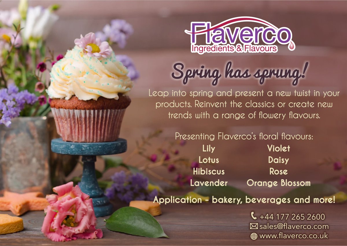 Spring has sprung! 😀
Here are all the floral flavours you need this spring for all your bakery products, beverages and more. Contact us to get a sample flaverco.co.uk/contact-us/