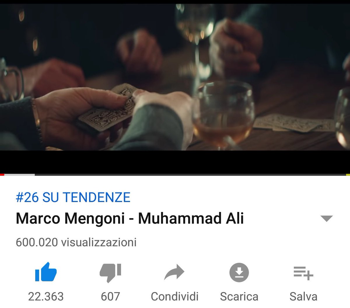 BigaroniSilvia's tweet photo. Intanto il video di #MuhammadAli è arrivato a 600mila visualizzazioni😁😍a quanto è quotato 1 milione entro venerdì/a distanza di una settimana dall'uscita(?) 🤔 #muhammadaliVideo #MarcoMengoni #ATLANTICO #muhammadalinewsingle https://t.co/QOivNRnzyL