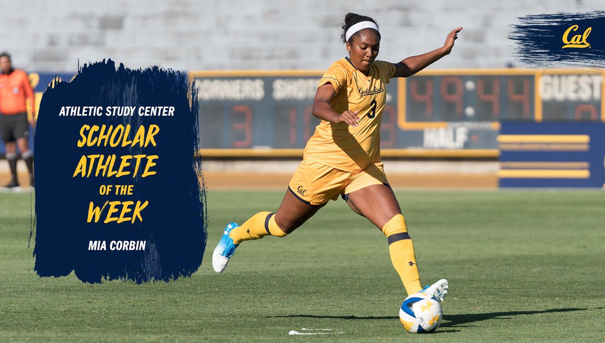 CalWSoc's tweet photo. Committed to her craft, the classroom, and the community ⚽️🐻 

Congrats to @CorbinMia on being named the @ASCatCAL Scholar-Athlete of the Week! https://t.co/p00YJtO6ez