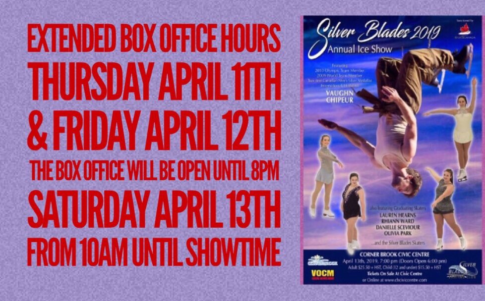 silverbladesnl's tweet photo. Tickets on sale now!!!
@CBCivicCentre #iceshow2019
@570VOCM @DonBradshawNTV @vaughnchipeur @cornerbrookcafe @1039KRock @boiradio @BerniceCBC https://t.co/ghRSjFPdDe