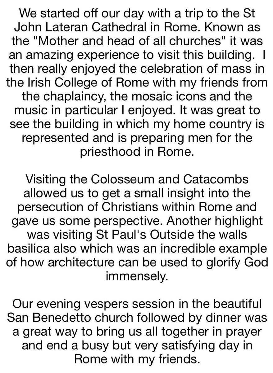 CatholicChapQUB's tweet photo. Reflection from one of our pilgrims on Day 2 of our pilgrimage in Rome by Oisin McHugh: https://t.co/C4YlfMBKv5