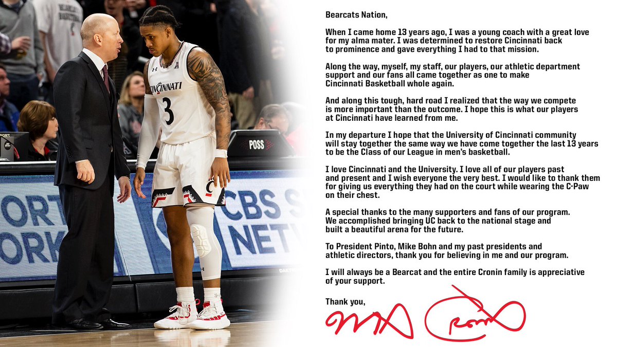 Mick Cronin (@coachmickcronin) on Twitter photo 