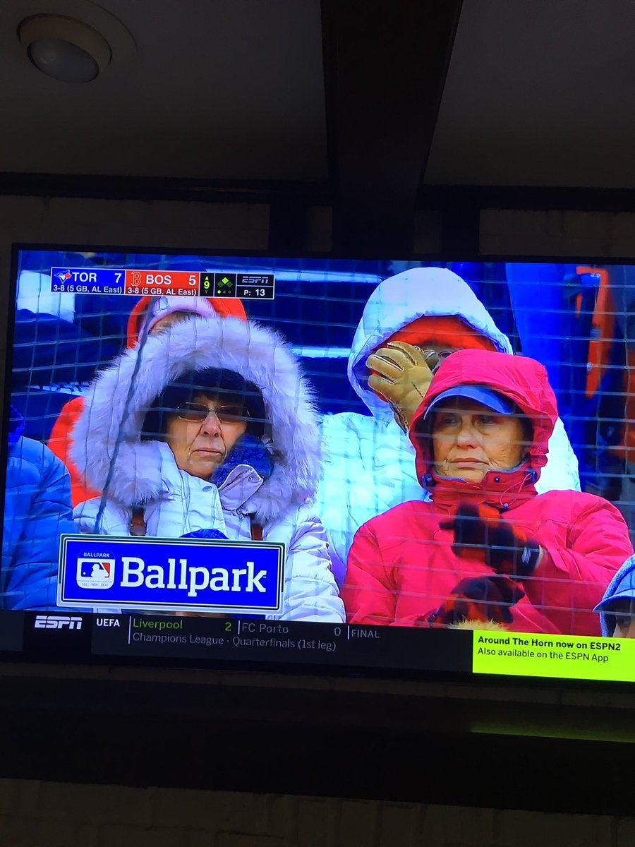 pm_mvp's tweet photo. Looks like a typical opening day in Cleveland but it’s ⁦@fenwaypark⁩ and those ⁦@RedSox⁩ fans look like they are watching the ⁦⁦@NHLBruins⁩ in the Winter Classic!! #baseballinapril https://t.co/voRL6V5osR