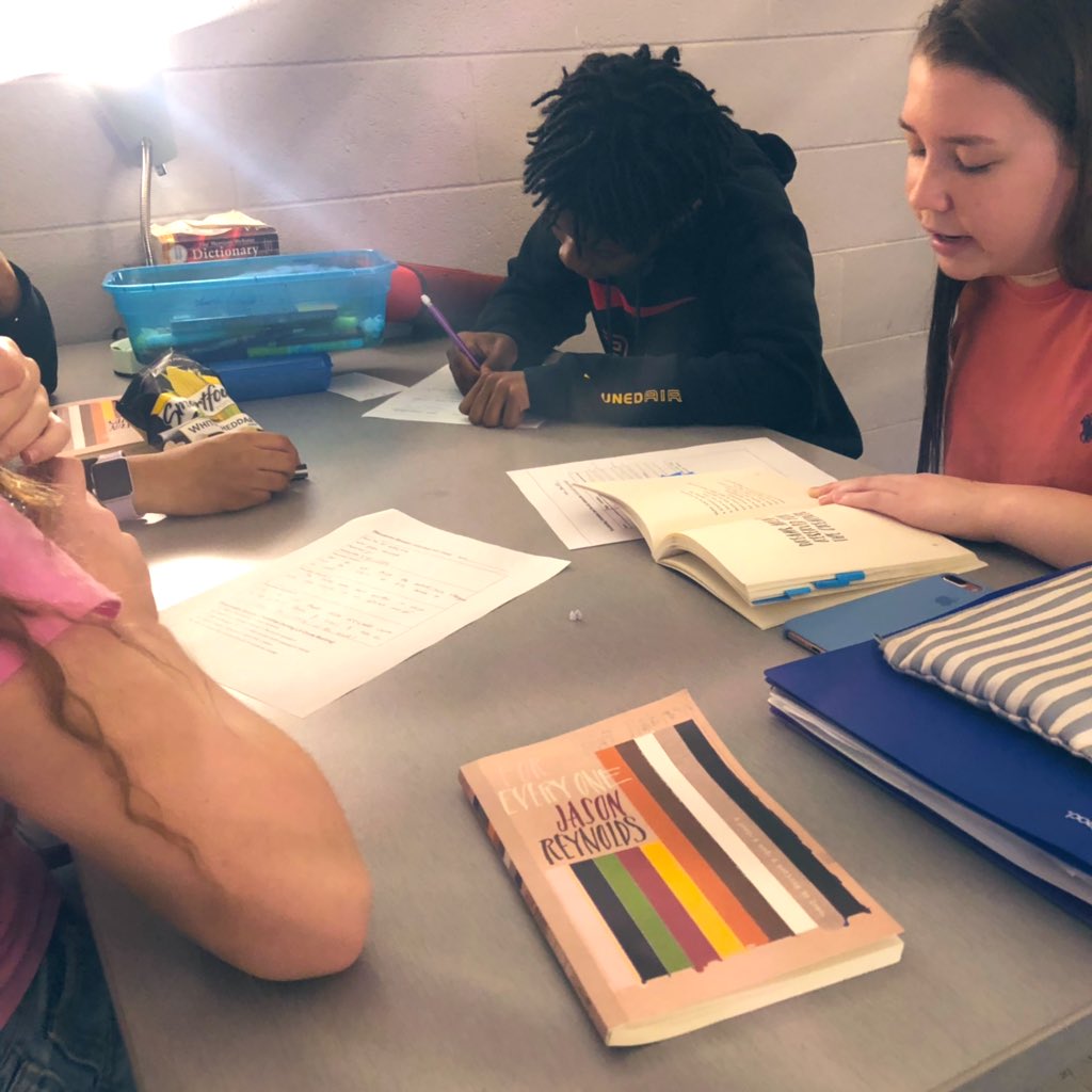 MsB_MEd's tweet image. Overheard in an 8th grade lit circle discussion on @JasonReynolds83’s #ForEveryone :

“This book is like my comfort food. Like, this book is my mac and cheese.”