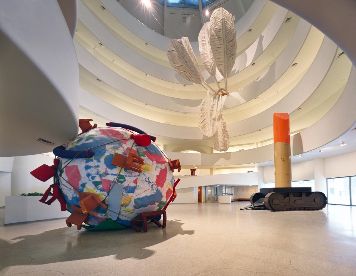 For #ClaesOldenburg's 1995 retrospective, Oldenburg and his wife Coosje van Bruggen, a frequent collaborator, created 'Soft Shuttlecock.' #Guggenheim60