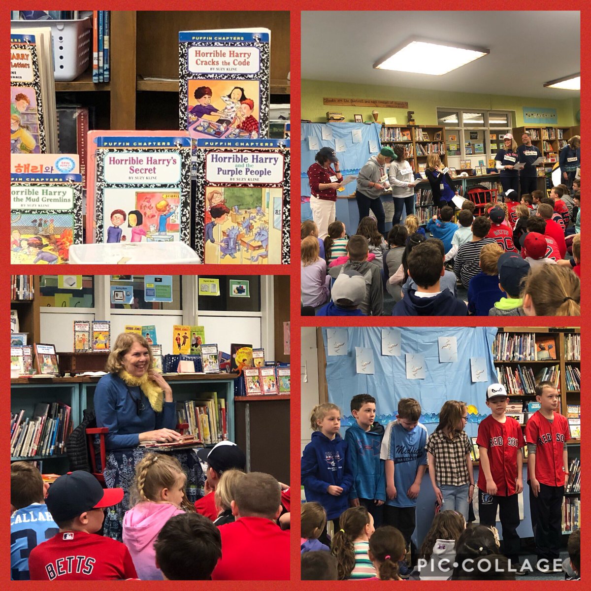 debranewton5's tweet image. Students loved listening to Suzy Kline as she shared some of her writing ideas! #pocketnotebook #wheelockians #MedfieldPS